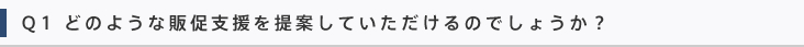 Q1 どのような販促支援を提案していただけるのでしょうか？